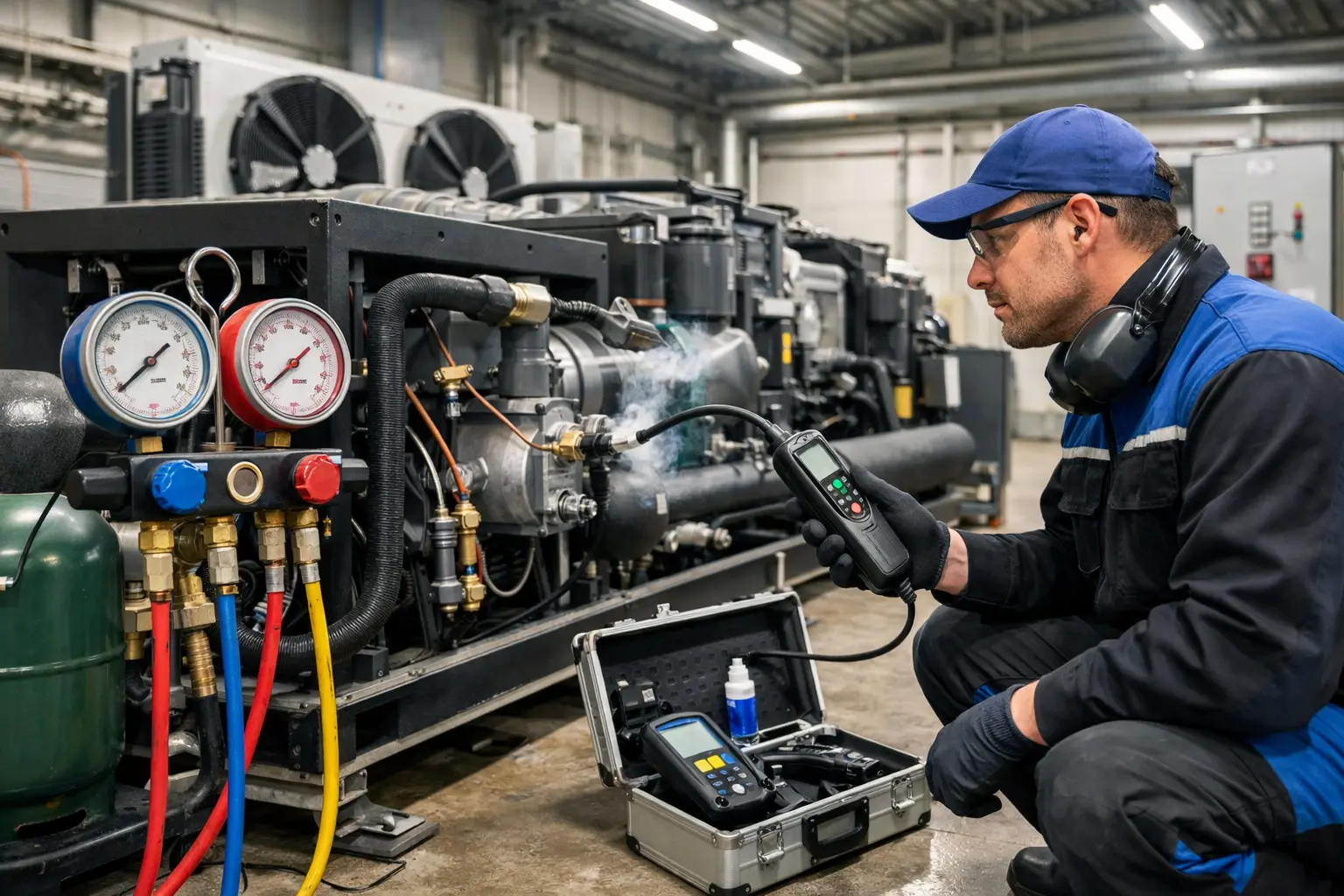 Provádění revize těsnosti chladicího zařízení